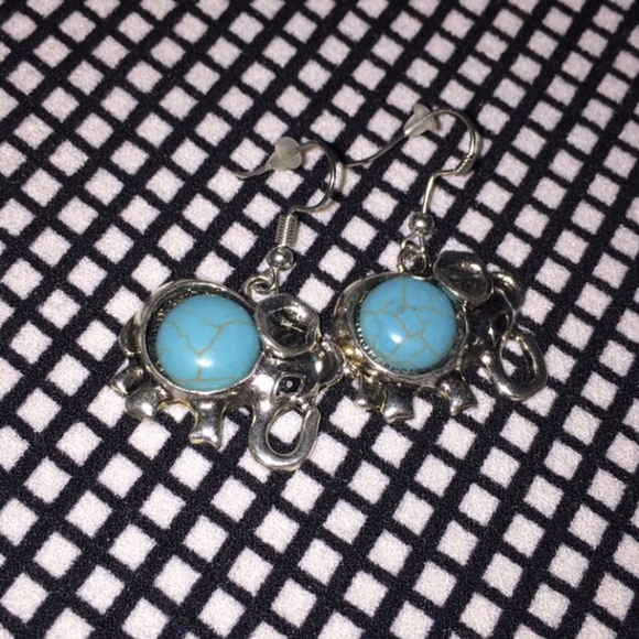 Turquoise Elephant Earrings - Picture 5 of 5